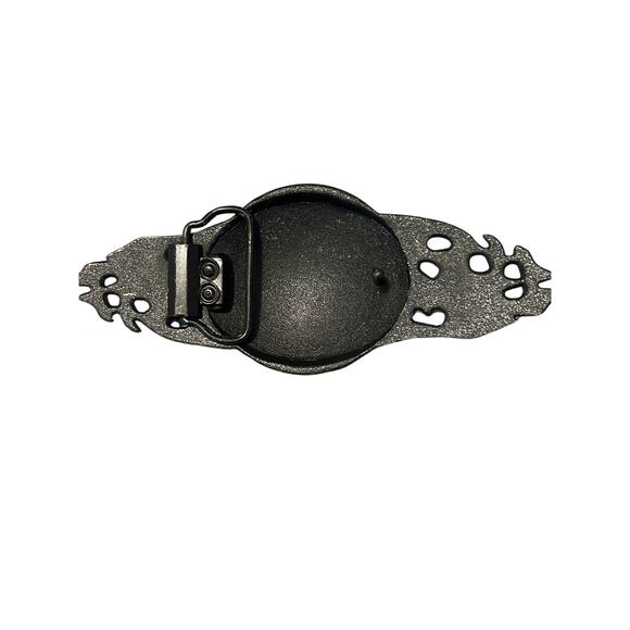 GUC Silver and Black Metal Belt Buck 6"x2 1/2" Eagle Bird Thorns - Picture 2 of 2